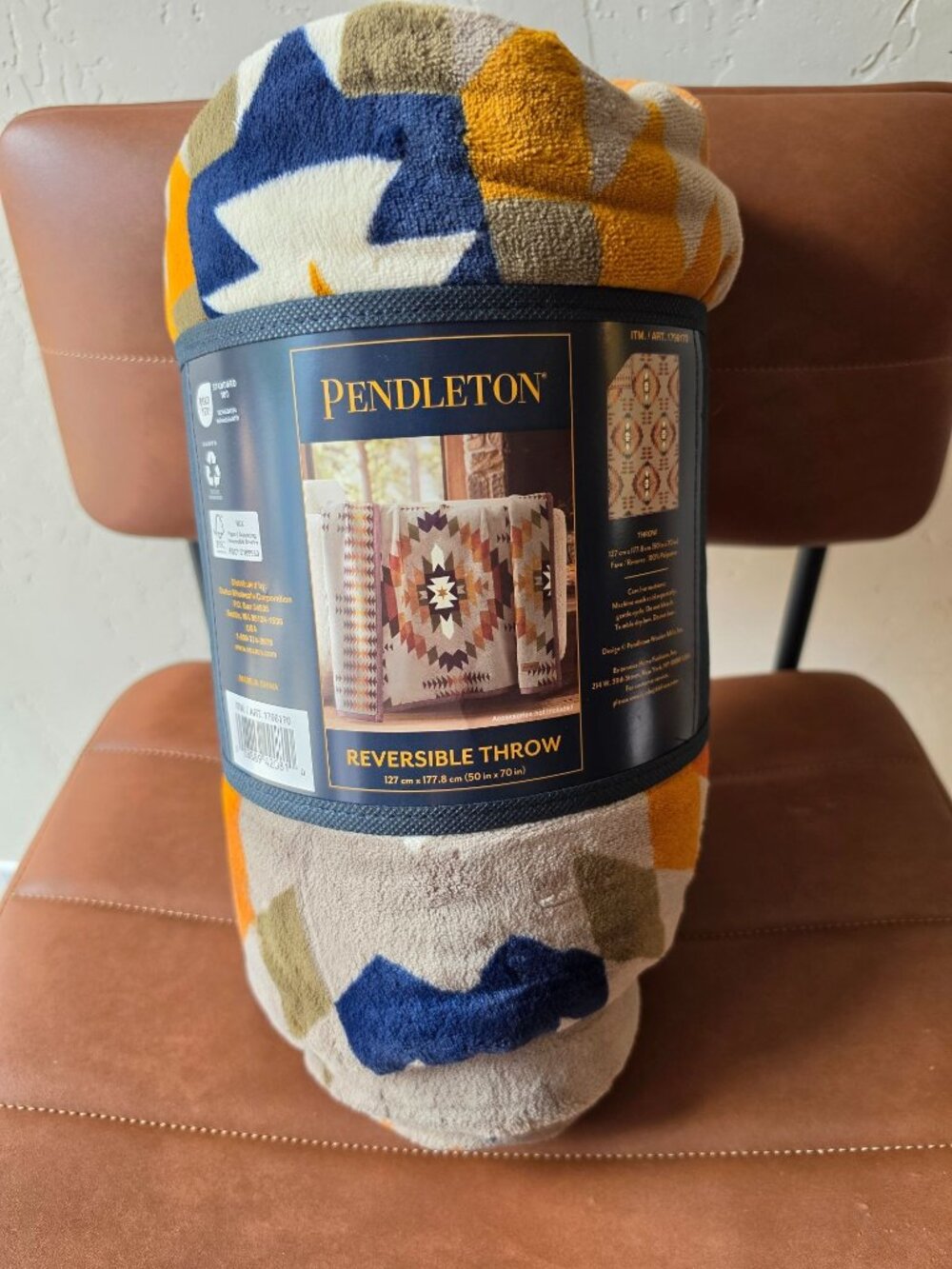 Pendleton Reversible Throw Blanket 50" X 70" Southwest Design 100% Polyester